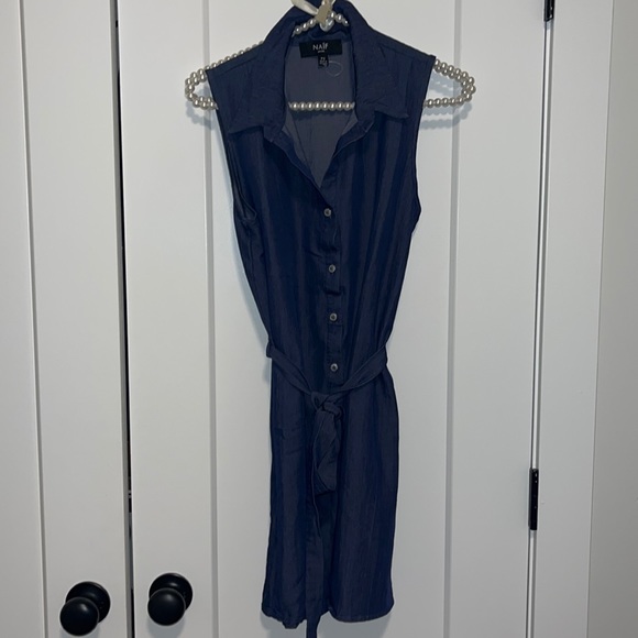 Jean Button Up Collared Dress - Picture 1 of 4